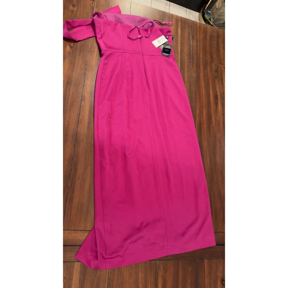 Adrianna Papell Women's Satin Crepe Dress Evening Gown Wild Magenta SZ 6 NEW NWT